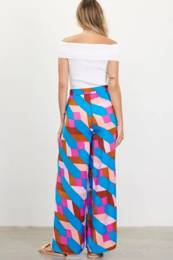 SKIES ARE BLUE Geometric Print Wide Leg Pants* Pants