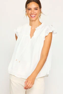 SKIES ARE BLUE Gwynne Ruffle Short Sleeve Top* Sleeveless Tops|Short Sleeve Tops