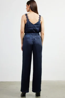SKIES ARE BLUE High Waisted Satin Straight Leg Pant* Pants
