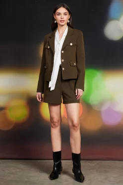 SKIES ARE BLUE High-Rise Pleated Knit Shorts* Shorts