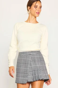 SKIES ARE BLUE Houndstooth Pleated Mini Skort* Skirts|Shorts