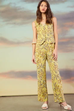 SKIES ARE BLUE Ilona Floral Print Linen Pants* Pants