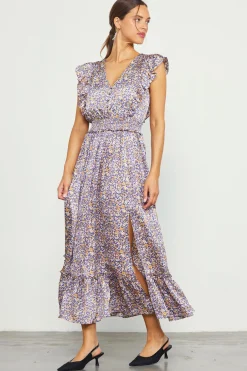 SKIES ARE BLUE Indira Floral Print Smocked Waist Dress* Midi Dresses