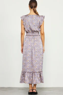 SKIES ARE BLUE Indira Floral Print Smocked Waist Dress* Midi Dresses