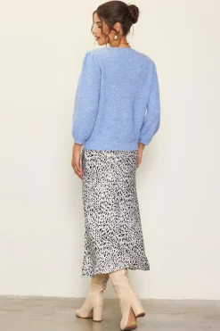 SKIES ARE BLUE Jewelry Button Puff Sleeve Cardigan* Sweaters