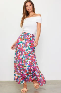 SKIES ARE BLUE Juliette Floral Print Midi Skirt* Skirts