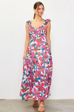 SKIES ARE BLUE Juliette Floral Print Ruffle Sleeve Maxi Dress* Maxi Dresses