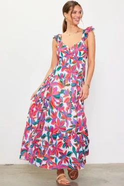 SKIES ARE BLUE Juliette Floral Print Ruffle Sleeve Maxi Dress* Maxi Dresses