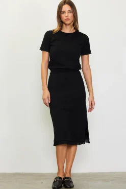 SKIES ARE BLUE Knit Midi Ruffle Detail Skirt* Skirts