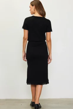 SKIES ARE BLUE Knit Midi Ruffle Detail Skirt* Skirts