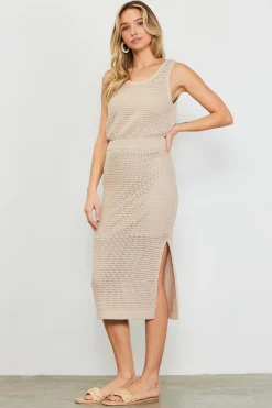 SKIES ARE BLUE Knit Side Slit Skirt* Skirts