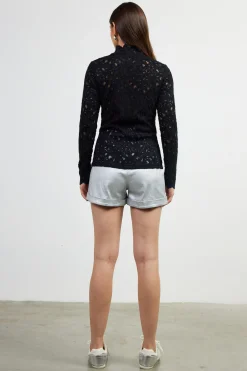 SKIES ARE BLUE Lace Mock Neck Top* Long Sleeve Tops