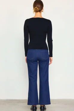 SKIES ARE BLUE Laced Up Long Sleeve Knit Top* Long Sleeve Tops