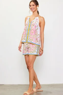 SKIES ARE BLUE Lanya Floral Print Halter Top* Sleeveless Tops