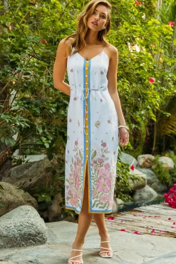 SKIES ARE BLUE Lanya Floral Print Midi Dress* Midi Dresses