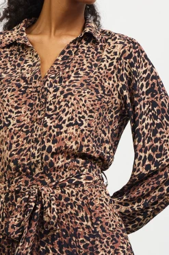 SKIES ARE BLUE Leopard Print Shirt Midi Dress* Midi Dresses