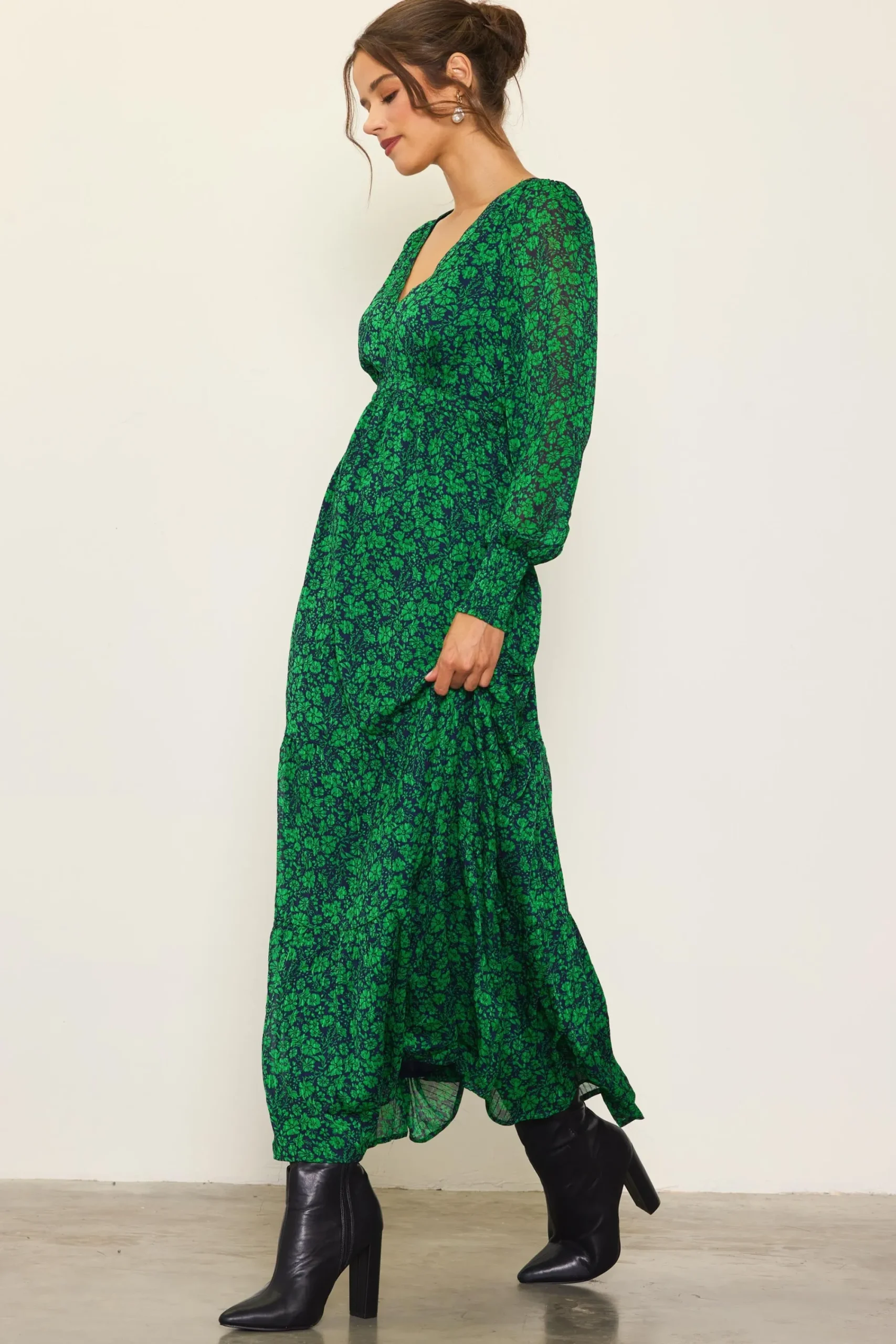 SKIES ARE BLUE Lily Print Longsleeve Maxi Dress* Maxi Dresses