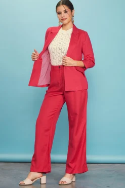 SKIES ARE BLUE Linen Blend Three-Quarter Sleeve Blazer* Blazers