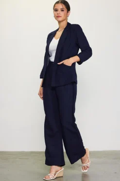 SKIES ARE BLUE Linen Blend Three-Quarter Sleeve Blazer* Blazers