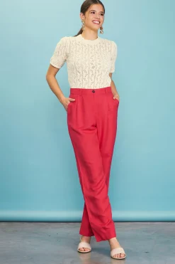 SKIES ARE BLUE Linen Blend Wide Leg Trousers* Pants