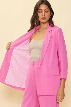 SKIES ARE BLUE Linen Cuffed Sleeve Blazer* Blazers