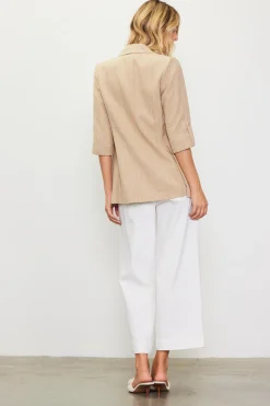 SKIES ARE BLUE Linen Pinstripe Cuffed Blazer* Blazers