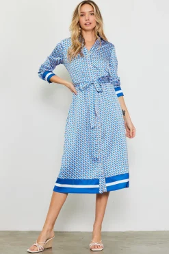 SKIES ARE BLUE Livia Bandana Print Shirt Dress* Midi Dresses