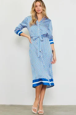 SKIES ARE BLUE Livia Bandana Print Shirt Dress* Midi Dresses