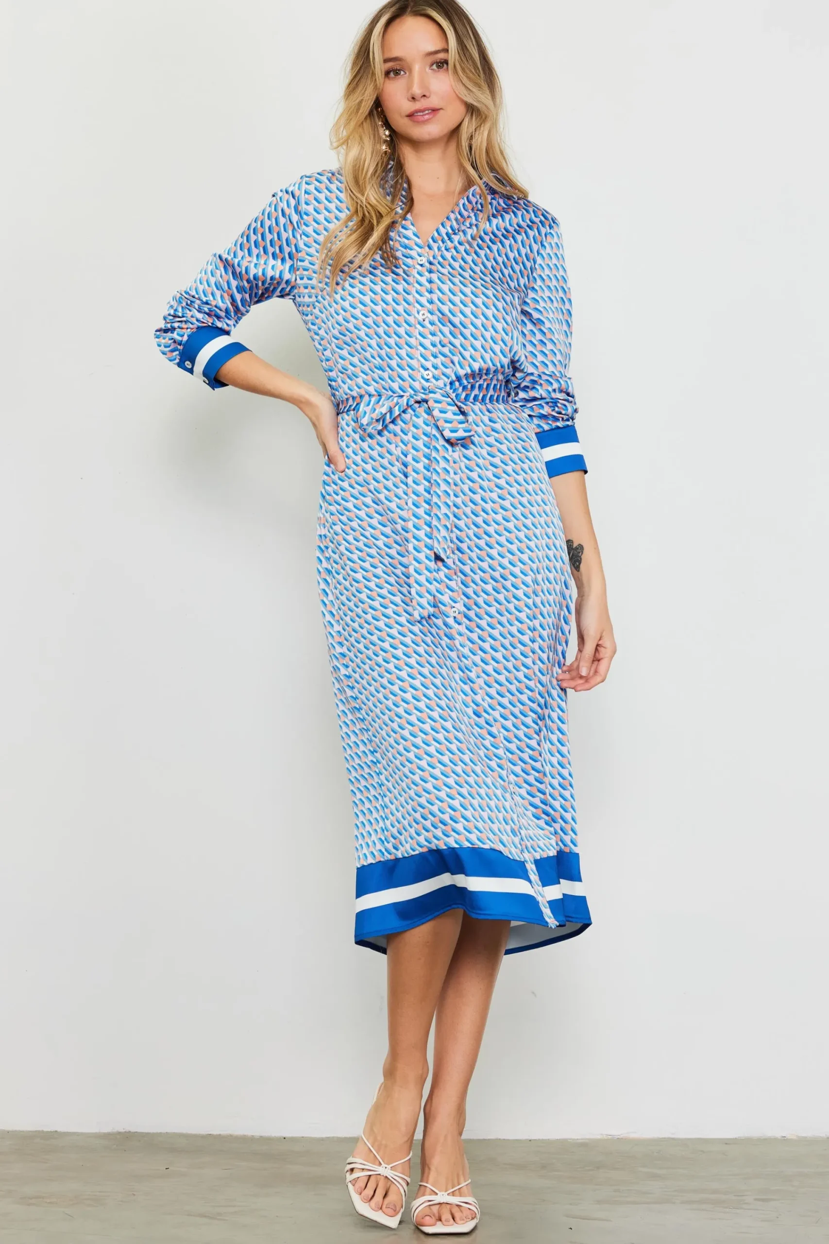 SKIES ARE BLUE Livia Bandana Print Shirt Dress* Midi Dresses