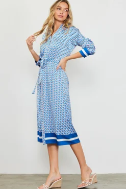 SKIES ARE BLUE Livia Bandana Print Shirt Dress* Midi Dresses