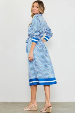 SKIES ARE BLUE Livia Bandana Print Shirt Dress* Midi Dresses