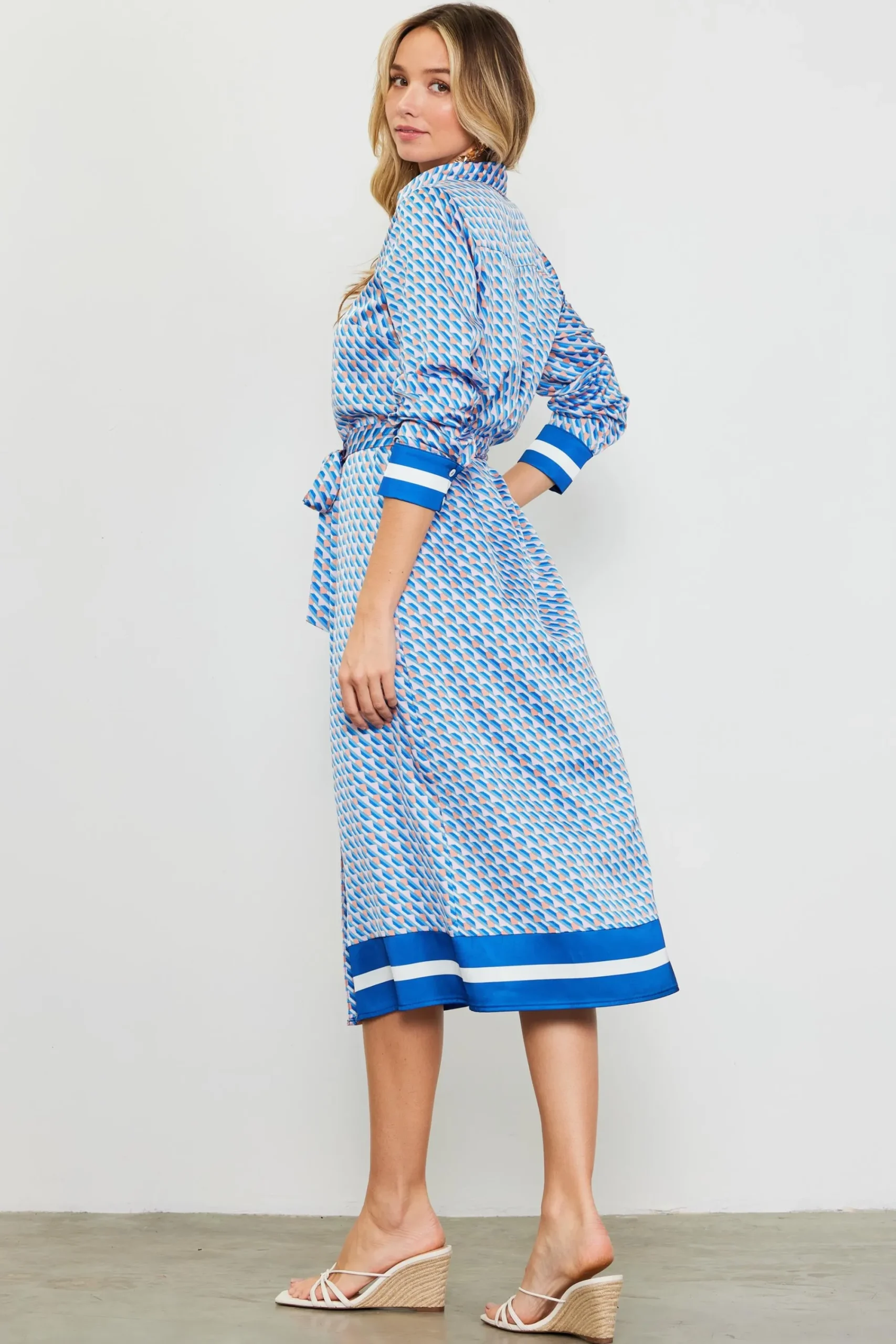 SKIES ARE BLUE Livia Bandana Print Shirt Dress* Midi Dresses