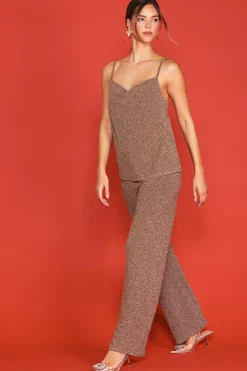 SKIES ARE BLUE Lurex Cowl Neck Cami* Sleeveless Tops