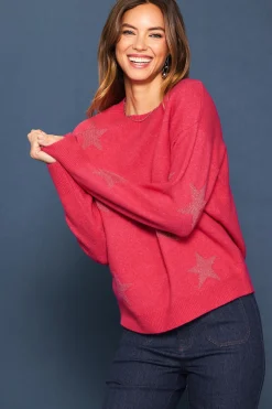 SKIES ARE BLUE Lurex Star Print Sweater* Sweaters