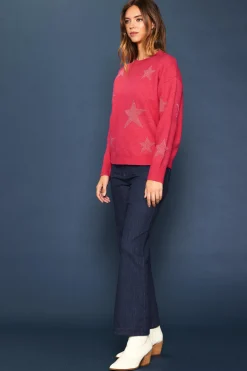 SKIES ARE BLUE Lurex Star Print Sweater* Sweaters