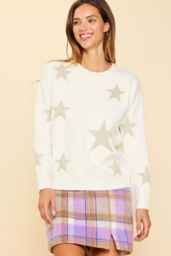 SKIES ARE BLUE Lurex Star Print Sweater* Sweaters
