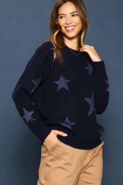 SKIES ARE BLUE Lurex Star Print Sweater* Sweaters