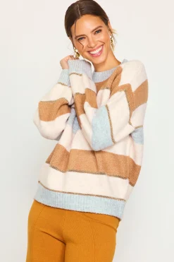 SKIES ARE BLUE Lurex Stripe Oversized Sweater* Sweaters