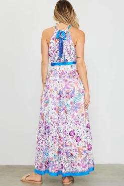 SKIES ARE BLUE Magnolia Border Print Halter Neck Maxi Dress* Maxi Dresses