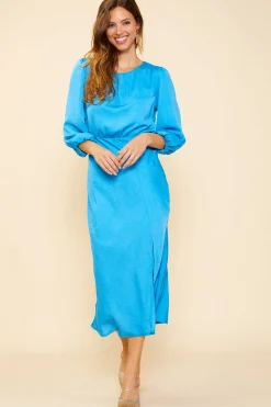 SKIES ARE BLUE Mariela Front Slit Midi Dress* Midi Dresses