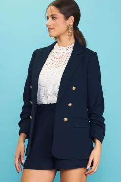 SKIES ARE BLUE Maritime Ruched Blazer* Blazers