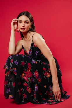 SKIES ARE BLUE Mel Floral Print Tiered Maxi Dress* Maxi Dresses