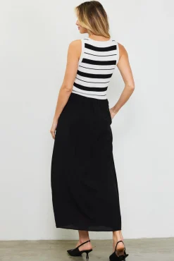 SKIES ARE BLUE Mixed Media Striped Sleeveless Midi Dress* Midi Dresses