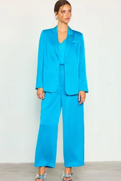 SKIES ARE BLUE Neon Satin Welt Pocket Blazer* Blazers