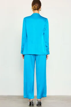 SKIES ARE BLUE Neon Satin Welt Pocket Blazer* Blazers