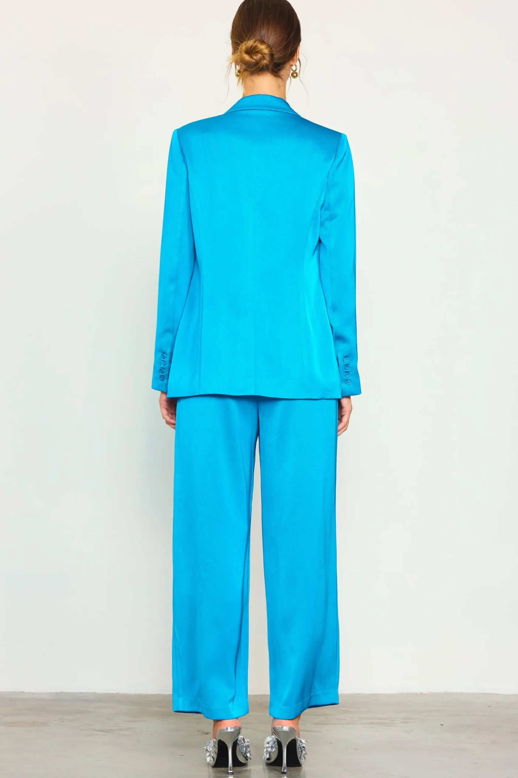 SKIES ARE BLUE Neon Satin Welt Pocket Blazer* Blazers