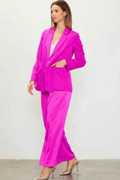 SKIES ARE BLUE Neon Satin Welt Pocket Blazer* Blazers