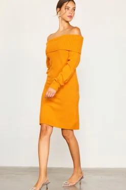SKIES ARE BLUE Off Shoulder Mini Sweater Dress* Mini Dresses|Sweaters