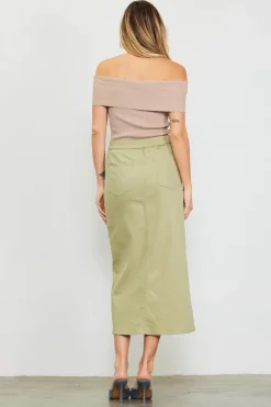 SKIES ARE BLUE Off Shoulder Ribbed Knit Top* Short Sleeve Tops