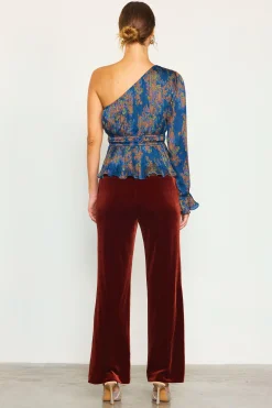 SKIES ARE BLUE One Shoulder Pleated Top* Long Sleeve Tops